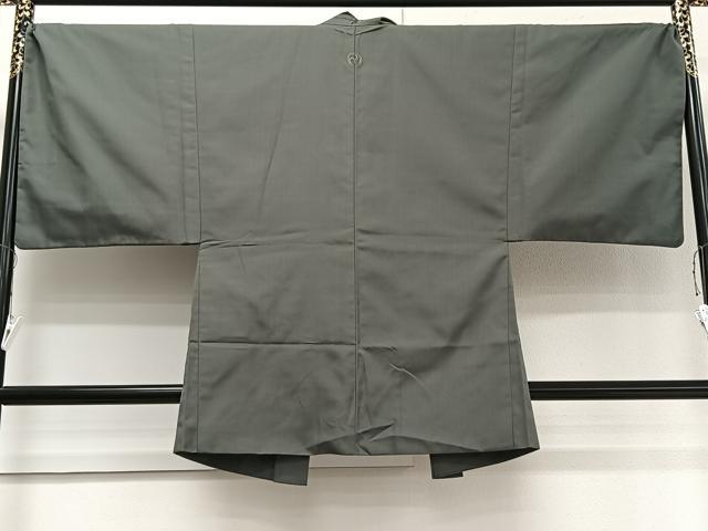 平和屋着物＃男性　長羽織　紋付き　墨色　正絹　逸品　CAAV5651id