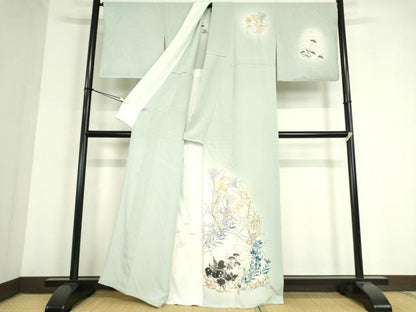 平和屋着物▽訪問着 単衣 作家物 草花文 暈し染め 金彩 正絹 逸品 DAAT9751az