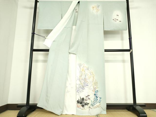 平和屋着物▽訪問着 単衣 作家物 草花文 暈し染め 金彩 正絹 逸品 DAAT9751az