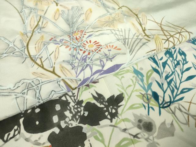平和屋着物▽訪問着 単衣 作家物 草花文 暈し染め 金彩 正絹 逸品 DAAT9751az