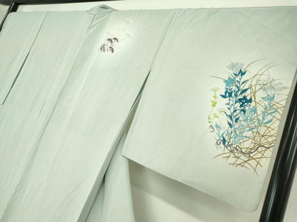 平和屋着物▽訪問着 単衣 作家物 草花文 暈し染め 金彩 正絹 逸品 DAAT9751az