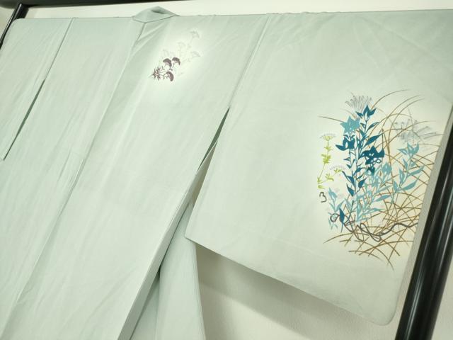 平和屋着物▽訪問着 単衣 作家物 草花文 暈し染め 金彩 正絹 逸品 DAAT9751az