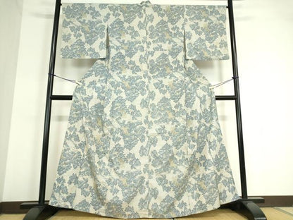 平和屋着物▽上質な紬　単衣　風景樹林文　正絹　逸品　DAAT9748az