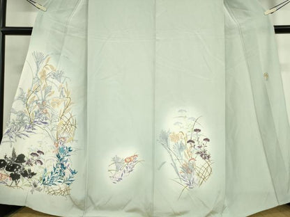 平和屋着物▽訪問着 単衣 作家物 草花文 暈し染め 金彩 正絹 逸品 DAAT9751az