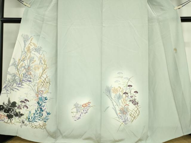 平和屋着物▽訪問着 単衣 作家物 草花文 暈し染め 金彩 正絹 逸品 DAAT9751az