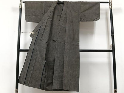 平和屋着物▽上質な紬 単衣 縞 正絹 逸品 CAAU3781xi
