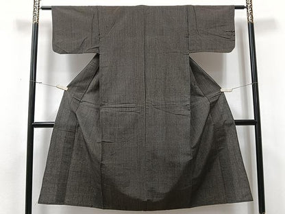 平和屋着物▽上質な紬 単衣 縞 正絹 逸品 CAAU3781xi