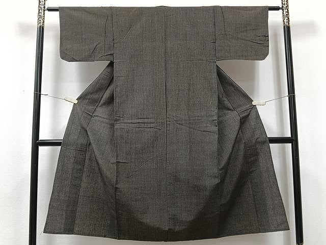 平和屋着物▽上質な紬 単衣 縞 正絹 逸品 CAAU3781xi