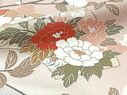 平和屋着物▽訪問着　単衣　地紙花文　暈し染め　金彩　正絹　逸品　CAAU3784xi