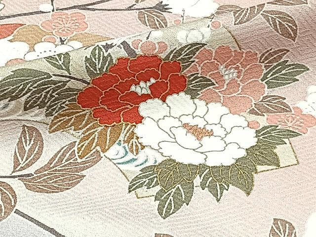平和屋着物▽訪問着　単衣　地紙花文　暈し染め　金彩　正絹　逸品　CAAU3784xi