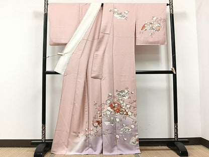 平和屋着物▽訪問着　単衣　地紙花文　暈し染め　金彩　正絹　逸品　CAAU3784xi