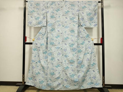 平和屋着物▽小紋 単衣 紫陽花 洗える着物 AAAY0451sx