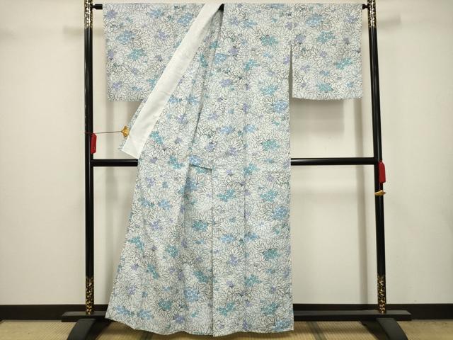 平和屋着物▽小紋 単衣 紫陽花 洗える着物 AAAY0451sx