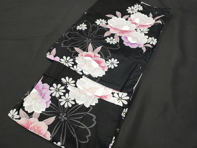 平和屋本店■浴衣 まとめて 3点 花柄 ラメ など 着用可能多数 未使用品あり ppp2297 km