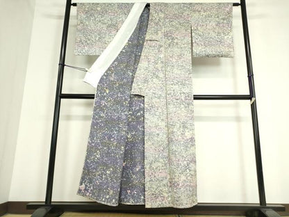 平和屋着物▽上質な小紋 単衣 霞流水文 正絹 逸品 DAAT9831az
