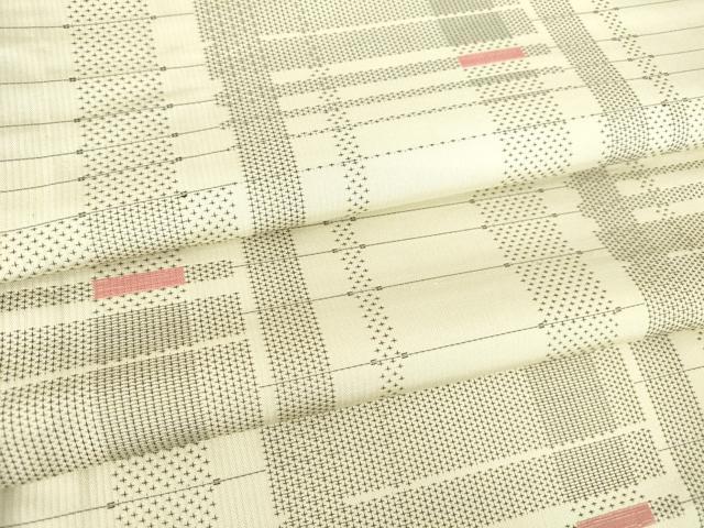平和屋着物▽上質な紬 単衣 変わり格子 正絹 逸品 DAAT9836az