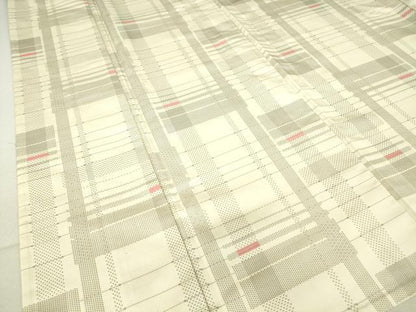 平和屋着物▽上質な紬 単衣 変わり格子 正絹 逸品 DAAT9836az