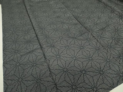 平和屋着物▽上質な紬 単衣 麻の葉文 正絹 逸品 DAAT9858az