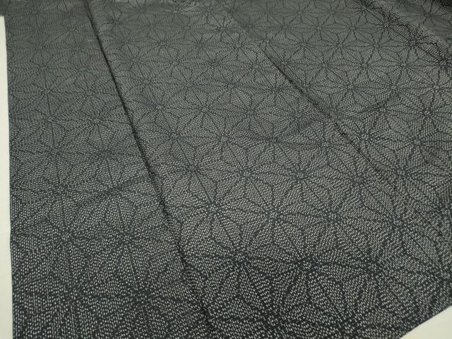 平和屋着物▽上質な紬 単衣 麻の葉文 正絹 逸品 DAAT9858az