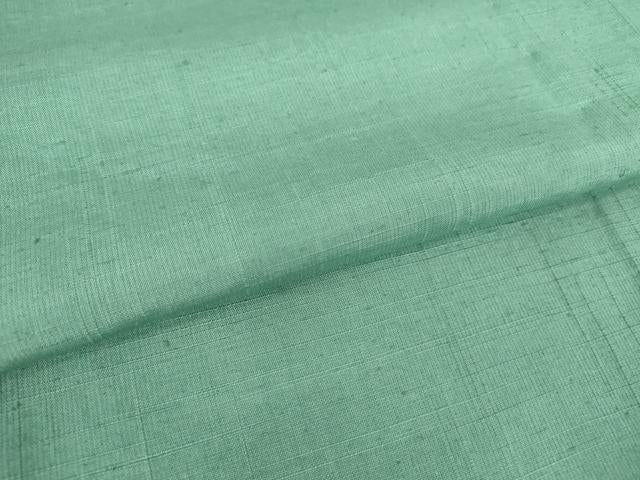 平和屋着物▽結城紬 単衣 青竹色 正絹 逸品 DAAT9873az