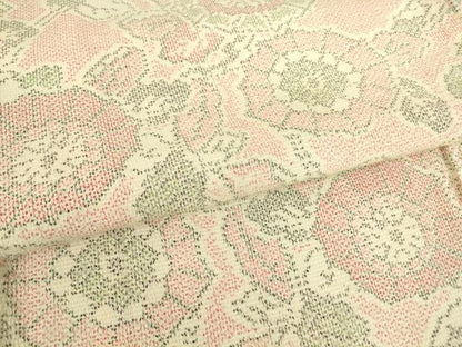 平和屋着物▽本塩沢　単衣　草花文　正絹　逸品　DAAT9878az