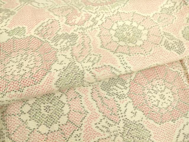 平和屋着物▽本塩沢　単衣　草花文　正絹　逸品　DAAT9878az