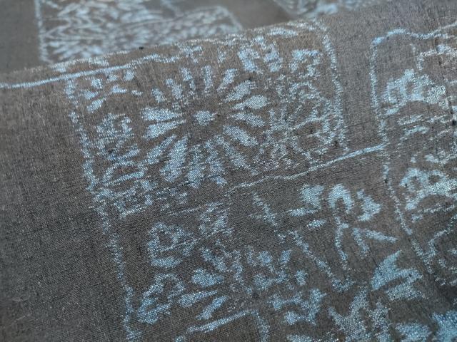 平和屋着物▽結城紬 単衣 色紙花文 正絹 逸品 DAAT9871az