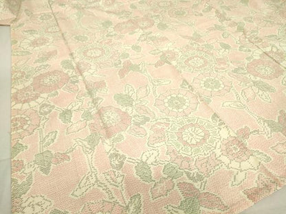 平和屋着物▽本塩沢　単衣　草花文　正絹　逸品　DAAT9878az