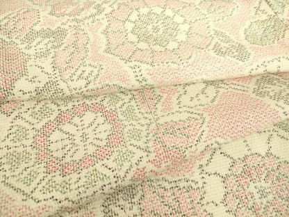 平和屋着物▽本塩沢　単衣　草花文　正絹　逸品　DAAT9878az
