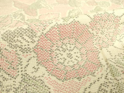 平和屋着物▽本塩沢　単衣　草花文　正絹　逸品　DAAT9878az