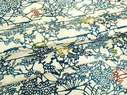 平和屋着物▽上質な小紋　単衣　型染め　草花文　正絹　逸品　DAAT9883az