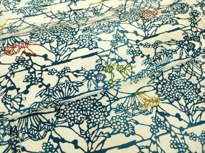 平和屋着物▽上質な小紋　単衣　型染め　草花文　正絹　逸品　DAAT9883az