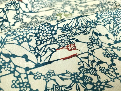 平和屋着物▽上質な小紋　単衣　型染め　草花文　正絹　逸品　DAAT9883az