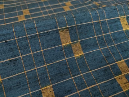 平和屋着物▽上質な紬　単衣　変わり格子　正絹　逸品　DAAT9891az