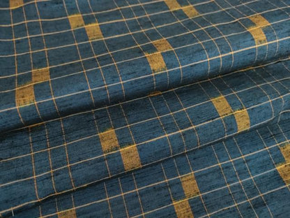 平和屋着物▽上質な紬　単衣　変わり格子　正絹　逸品　DAAT9891az