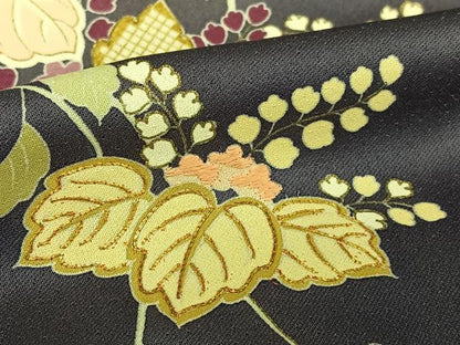 平和屋着物●創業460年・千總　訪問着　駒刺繍　桐　濃鼠色　金彩　高島屋扱い　正絹　逸品　AAAY0053zg