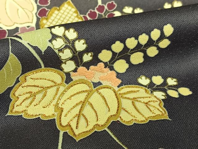 平和屋着物●創業460年・千總　訪問着　駒刺繍　桐　濃鼠色　金彩　高島屋扱い　正絹　逸品　AAAY0053zg