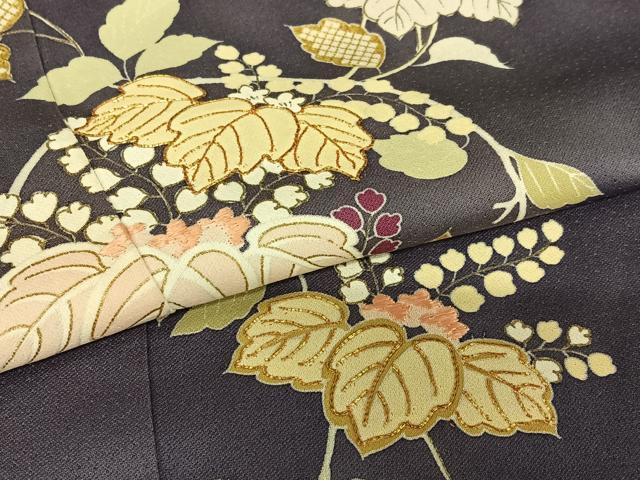 平和屋着物●創業460年・千總　訪問着　駒刺繍　桐　濃鼠色　金彩　高島屋扱い　正絹　逸品　AAAY0053zg