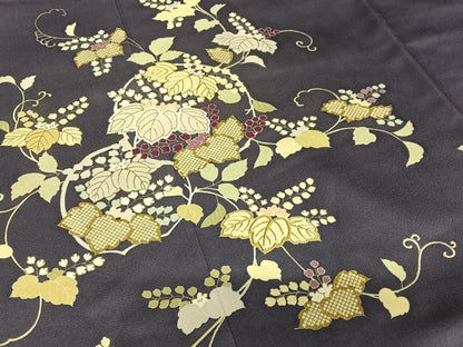 平和屋着物●創業460年・千總　訪問着　駒刺繍　桐　濃鼠色　金彩　高島屋扱い　正絹　逸品　AAAY0053zg