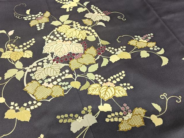 平和屋着物●創業460年・千總　訪問着　駒刺繍　桐　濃鼠色　金彩　高島屋扱い　正絹　逸品　AAAY0053zg