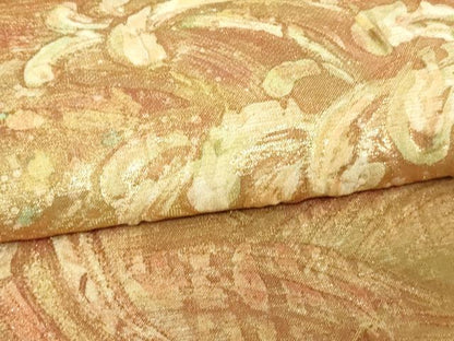 平和屋着物▼六通柄袋帯　膨れ織り　立波文　金糸　正絹　逸品　DAAU6255sf