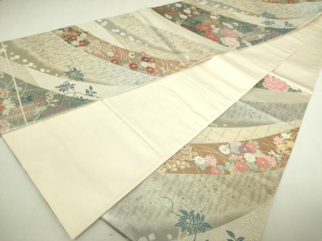 平和屋着物▼六通柄袋帯 唐織 草花文 金糸 正絹 逸品 DAAU6275sf