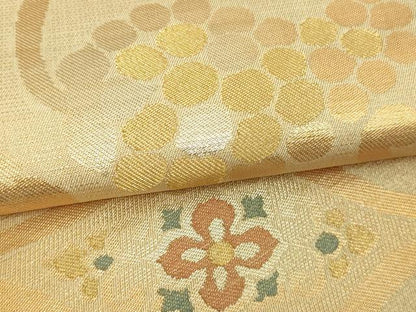 平和屋着物▼六通柄袋帯 吉織 葡萄唐草文 金糸 正絹 逸品 DAAU6288sf