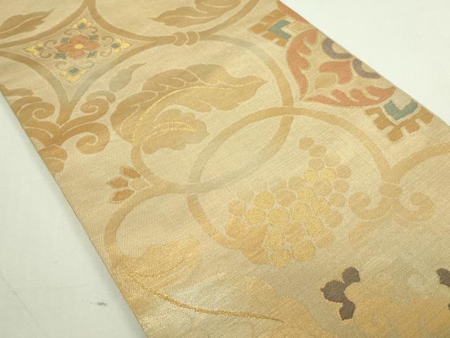 平和屋着物▼六通柄袋帯 吉織 葡萄唐草文 金糸 正絹 逸品 DAAU6288sf