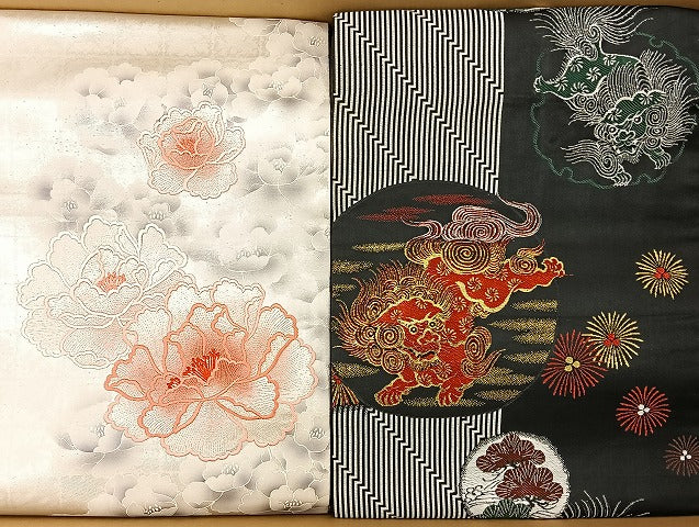 平和屋着物■名古屋帯 まとめて100点 向かい鳳凰 向かい鳥 唐獅子 花柄 楽器 アンティーク 刺繍 金銀糸 など 未使用品あり 全て正絹 mmm910