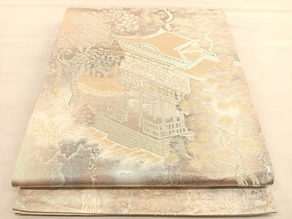 平和屋着物◎六通柄袋帯 京洛錦 二重引箔 金銀糸 正絹 逸品 BAAU1420hv