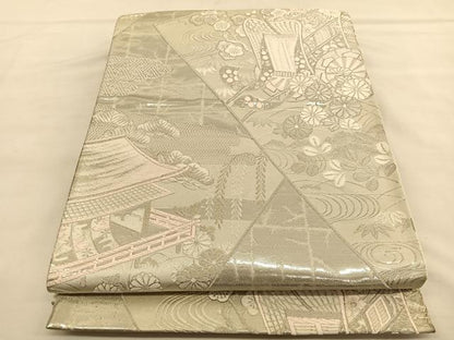 平和屋着物◎六通柄袋帯　唐織　御所の菊　プラチナ箔　九百錦　正絹　逸品　BAAU1441hv
