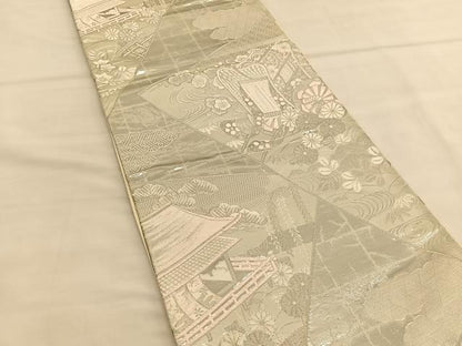 平和屋着物◎六通柄袋帯　唐織　御所の菊　プラチナ箔　九百錦　正絹　逸品　BAAU1441hv