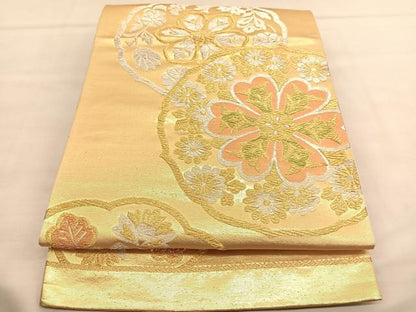 平和屋着物◎六通柄袋帯　花丸文　金銀糸　正絹　逸品　BAAU1493hv