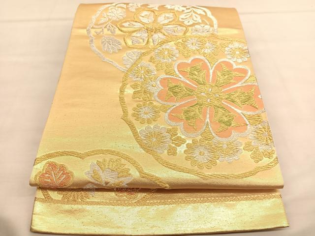 平和屋着物◎六通柄袋帯　花丸文　金銀糸　正絹　逸品　BAAU1493hv